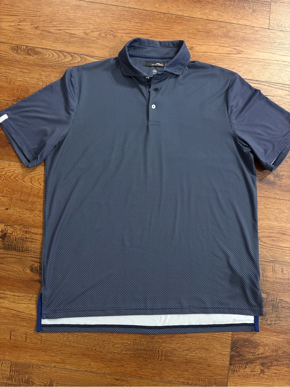 RLX Ralph Lauren Golf Polo Shirt Navy White Dot Print Men’s Large